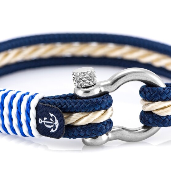 Морской браслет для мужчин и женщин бежево-синего цвета — № 4058