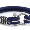 Морской браслет синего цвета с бежевыми нитями — № 4068