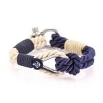 Мужской бежевый-синий браслет морской тематики — № 710