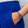 Тонкий тёмно-синий с бежевым цветом браслет для мужчин и женщин — № 839 фото 5