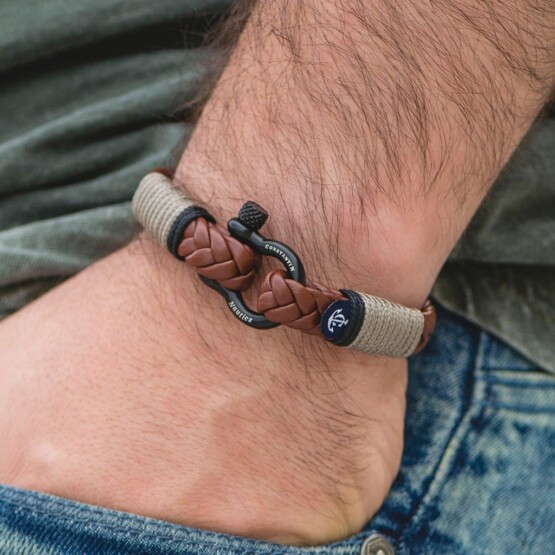 Коричневый кожаный браслет для мужчин и женщин — Jack Tar 10023