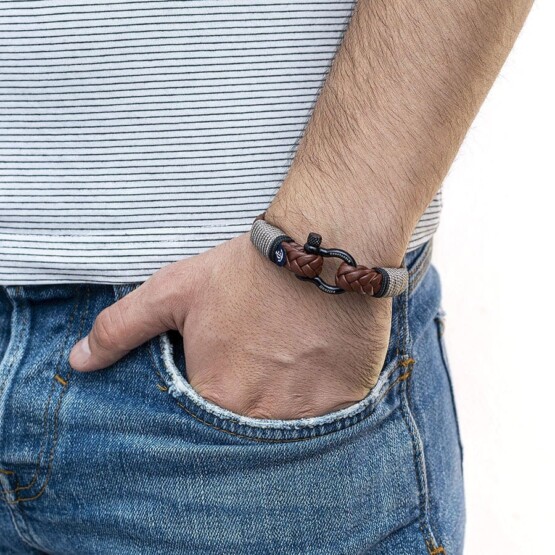 Коричневый кожаный браслет для мужчин и женщин — Jack Tar 10023