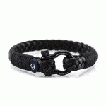 Кожаный стильный мужской браслет чёрного цвета — Jack Tar 10029