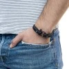 Кожаный стильный мужской браслет чёрного цвета — Jack Tar 10029