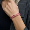 Двойной кожаный браслет для женщин розового цвета с магнитом № 10040 фото 6