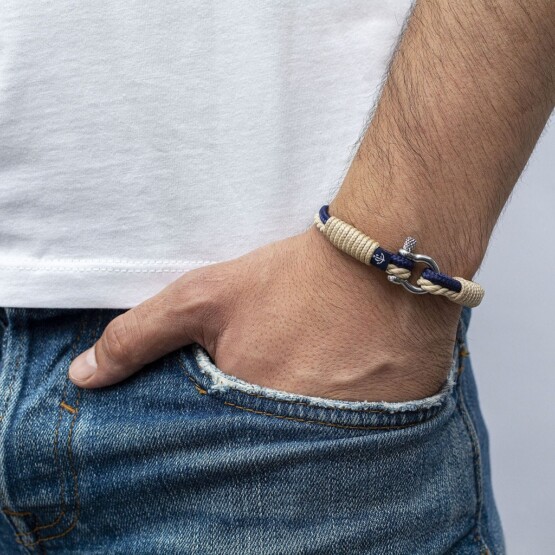 Сине-бежевые парные браслеты для влюбленных — № 950