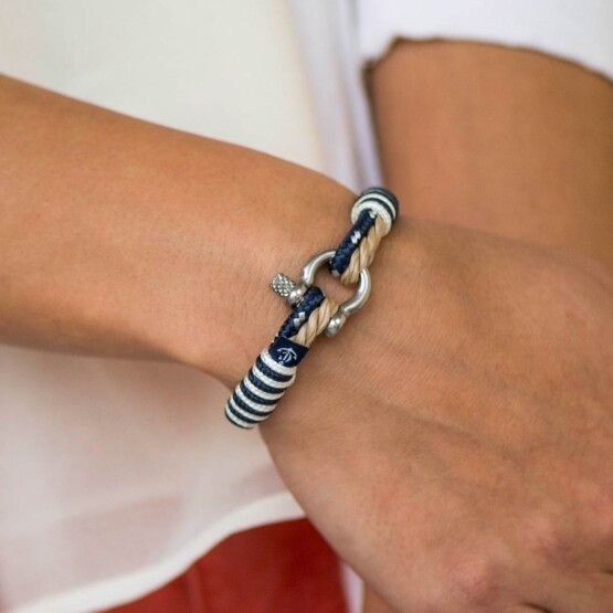 Парные браслеты для влюблённых бежево-синего цвета — № 951 фото 3
