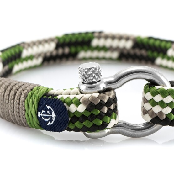 Комбинированный серо-зеленый мужской браслет — № 5111 фото 2