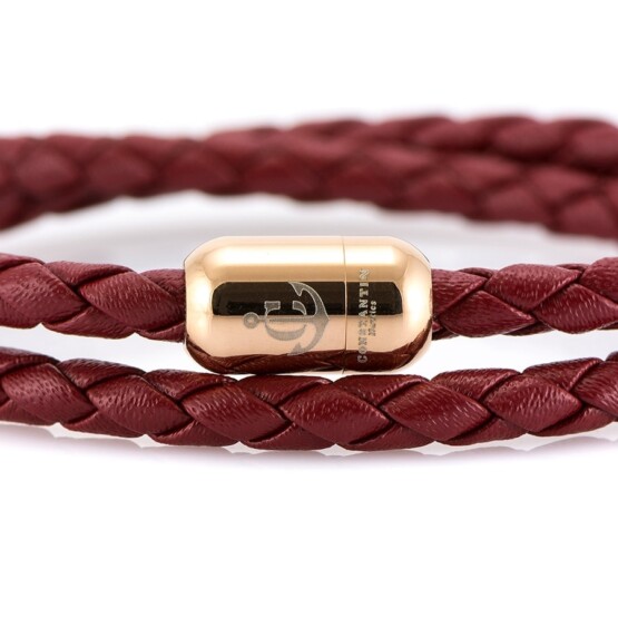 Двойной бордовый кожаный браслет для женщин с серебристым магнитом CNJ #10063 (Copy)