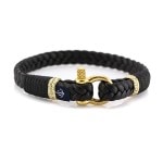 Тонкий кожаный браслет чёрного цвета для мужчин и женщин — Jack Tar 10069