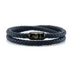 Мужской синий кожаный магнитный браслет CNJ 10057