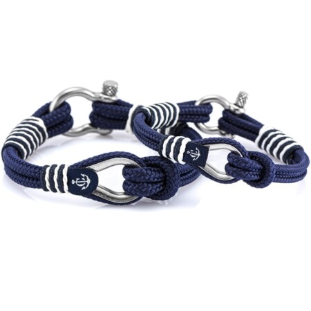 Парные браслеты синего цвета с белым акцентом — № 964
