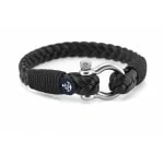 Кожаный мужской браслет чёрного цвета — № 10078