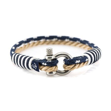 Бежево-синий тонкий браслет для мужчин и женщин — № 864
