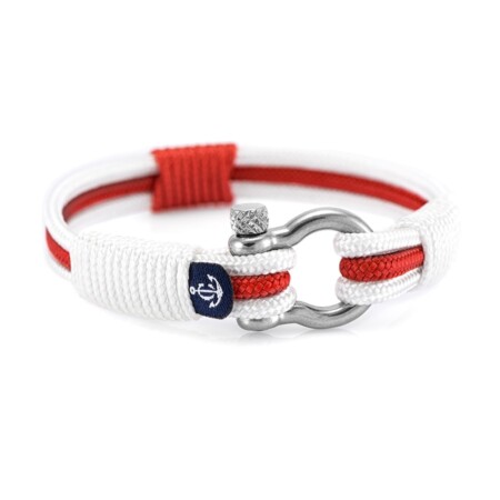 Трёхцветный бело-красно-белый браслет для мужчин и женщин — № 7530