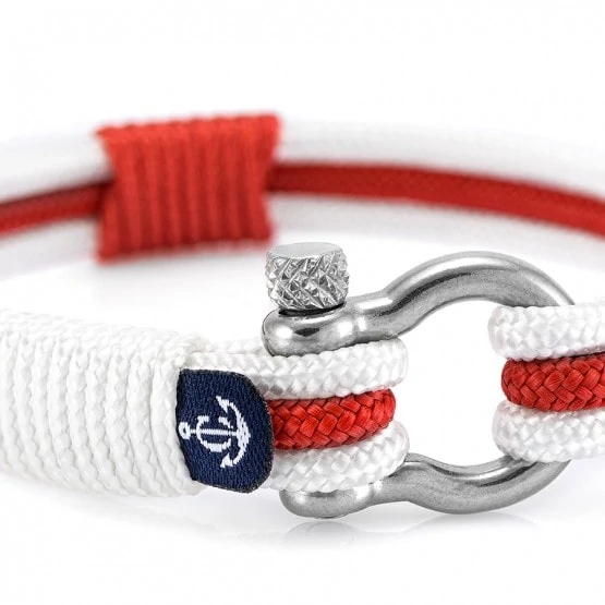 Трёхцветный бело красно белый браслет для мужчин и женщин — № 7530