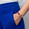 Бежево-синий тонкий браслет для мужчин и женщин — № 7537