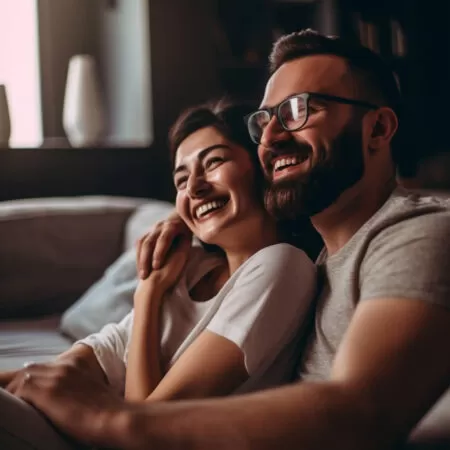 un cuplu priveste TV